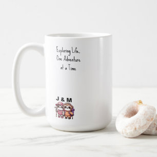 Niedliche Kawaii Sloth Couple Adventure Wandern Kaffeetasse