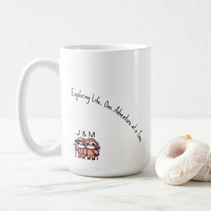 Niedliche Kawaii Sloth Couple Adventure Wandern Kaffeetasse