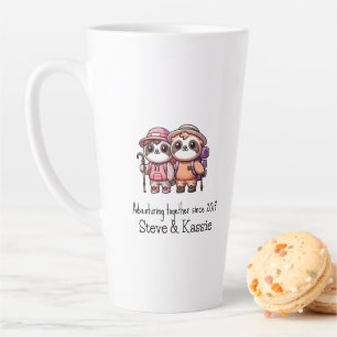 Niedliche Kawaii Sloth Couple Adventures Zusammen Milchtasse