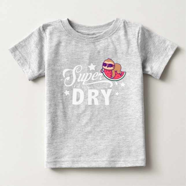 Niedliche Kawaii Sloth Lay on Watermelon Super Dry Baby T-shirt (Vorderseite)