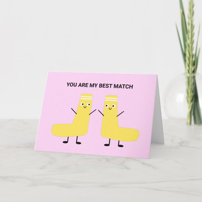 Niedliche Kawaii Sock Couple Pun Valentine Liebe Karte (Vorderseite)