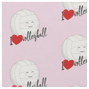 niedliche Kawaii-Sportmädchen I Liebe Volleyballmu Stoff