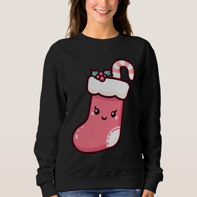 Niedliche Kawaii Strumpf Illustration Sweatshirt (Vorderseite)