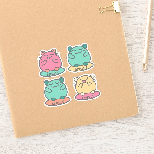 Niedliche Kawaii Style Cartoon Hamsters Personalis Aufkleber (Notizbuch)