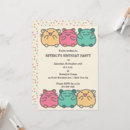 Niedliche Kawaii Style Cartoon Hamsters Personalis Einladung