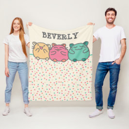 Niedliche Kawaii Style Cartoon Hamsters Personalis Fleecedecke