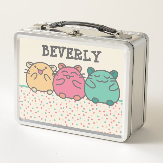 Niedliche Kawaii Style Cartoon Hamsters Personalis Metall Brotdose (Vorderseite)