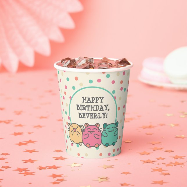 Niedliche Kawaii Style Cartoon Hamsters Personalis Pappbecher (Insitu)