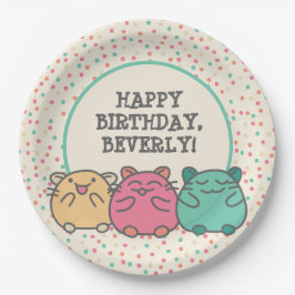 Niedliche Kawaii Style Cartoon Hamsters Personalis Pappteller