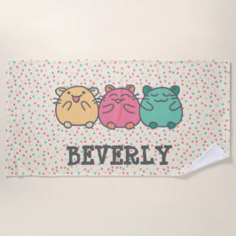 Niedliche Kawaii Style Cartoon Hamsters Personalis Strandtuch
