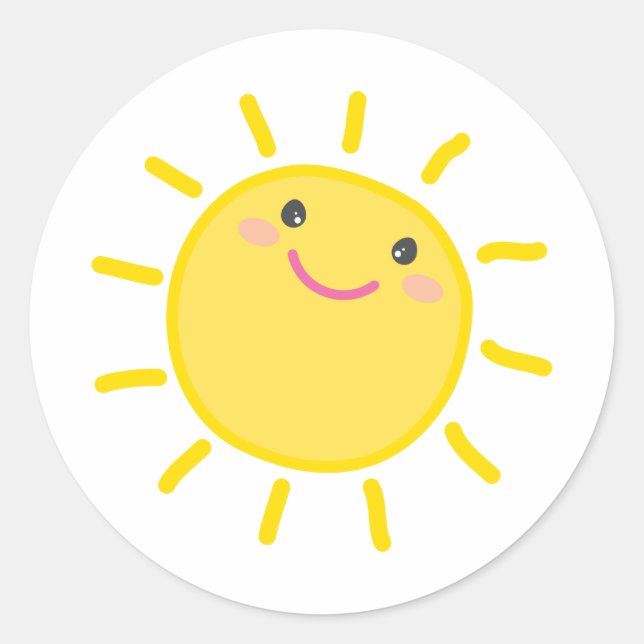 NIEDLICHE KAWAII SUN-Sonnenschein-Illustration Runder Aufkleber (Vorderseite)