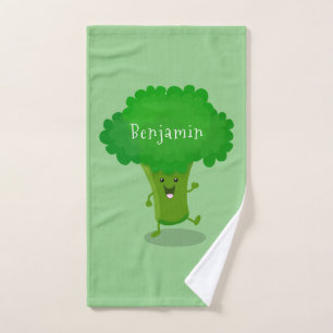 Niedliche Kawaii tanzende Broccoli Cartoon-Abbildu Badhandtuch Set