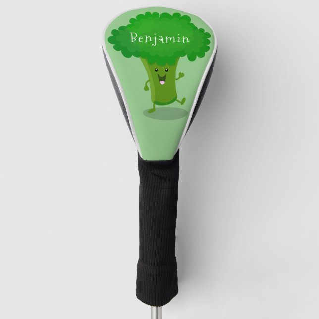 Niedliche Kawaii tanzende Broccoli Cartoon-Abbildu Golf Headcover (Vorderseite)