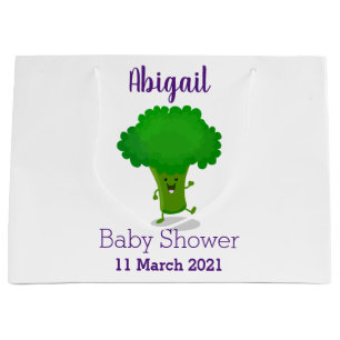 Niedliche Kawaii tanzende Broccoli Cartoon-Abbildu Große Geschenktüte