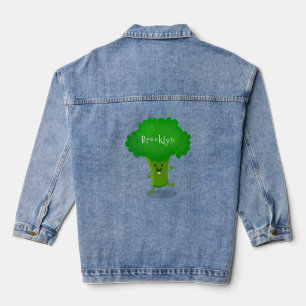 Niedliche Kawaii tanzende Broccoli Cartoon-Abbildu Jeansjacke