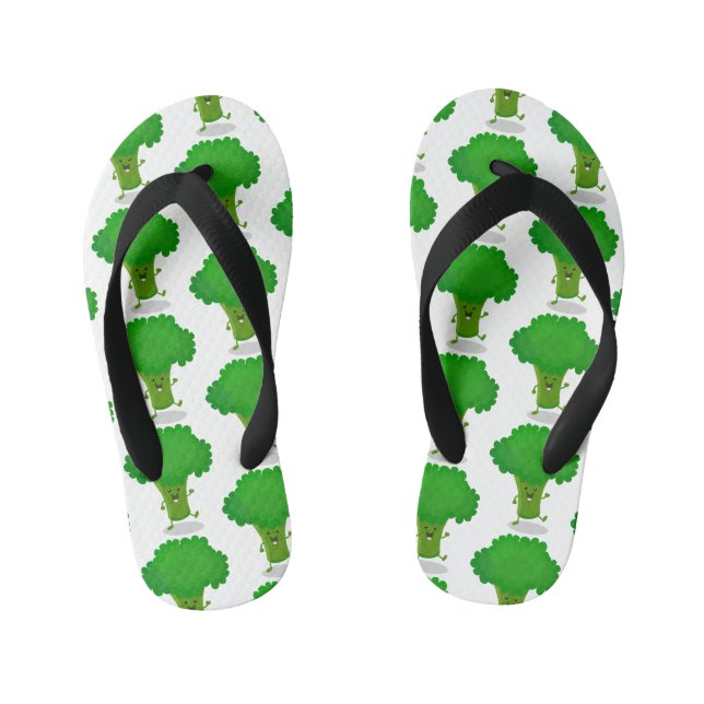 Niedliche Kawaii tanzende Broccoli Cartoon-Abbildu Kinderbadesandalen (Fußbett)