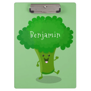 Niedliche Kawaii tanzende Broccoli Cartoon-Abbildu Klemmbrett