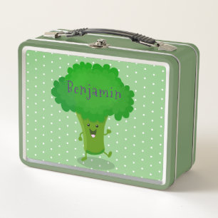 Niedliche Kawaii tanzende Broccoli Cartoon-Abbildu Metall Brotdose