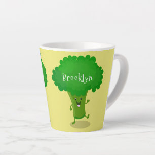Niedliche Kawaii tanzende Broccoli Cartoon-Abbildu Milchtasse