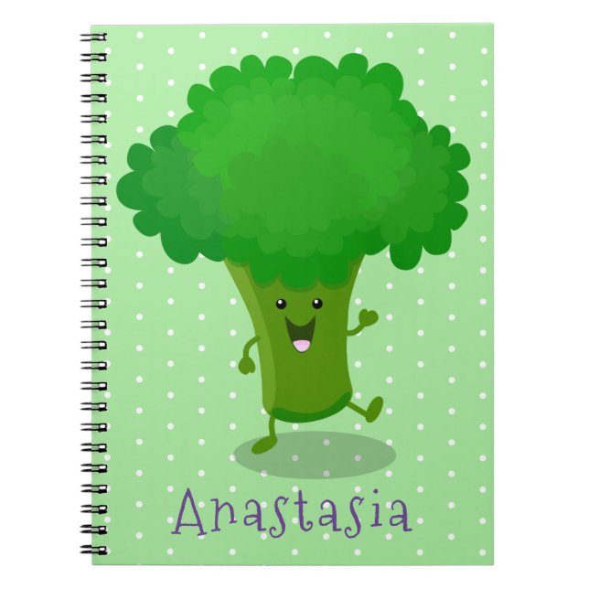 Niedliche Kawaii tanzende Broccoli Cartoon-Abbildu Notizblock (Vorderseite)