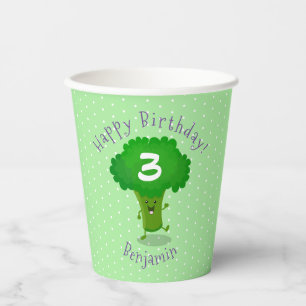 Niedliche Kawaii tanzende Broccoli Cartoon-Abbildu Pappbecher