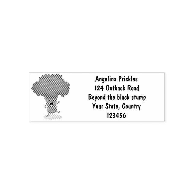 Niedliche Kawaii tanzende Broccoli Cartoon-Abbildu Permastempel (Design)