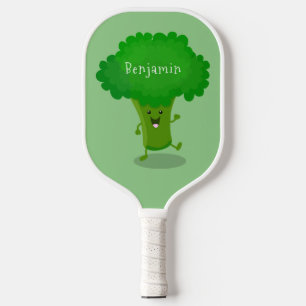 Niedliche Kawaii tanzende Broccoli Cartoon-Abbildu Pickleball Schläger