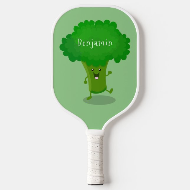 Niedliche Kawaii tanzende Broccoli Cartoon-Abbildu Pickleball Schläger (Vorderseite)