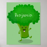 Niedliche Kawaii tanzende Broccoli Cartoon-Abbildu