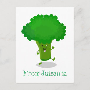 Niedliche Kawaii tanzende Broccoli Cartoon-Abbildu Postkarte