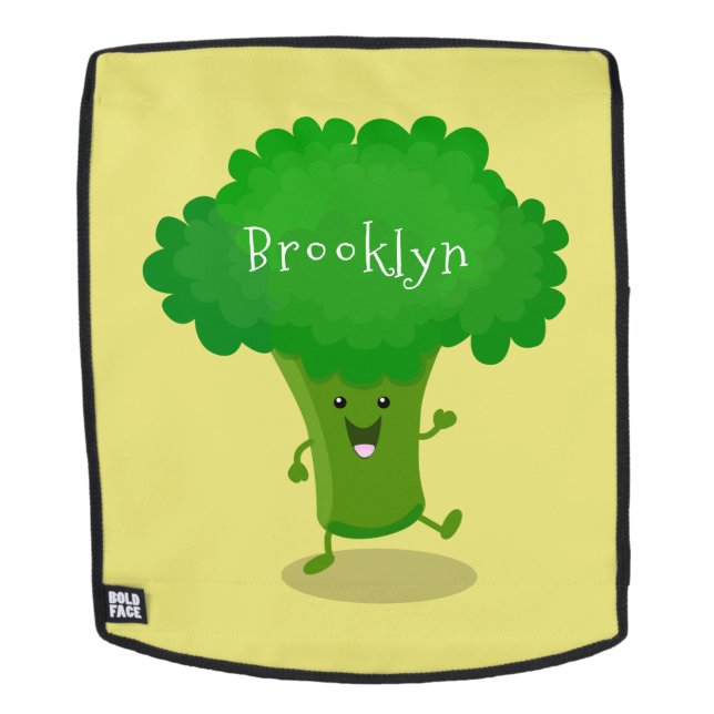 Niedliche Kawaii tanzende Broccoli Cartoon-Abbildu Rucksack (Abnehmbare Front)