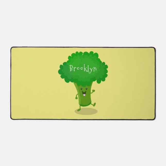 Niedliche Kawaii tanzende Broccoli Cartoon-Abbildu Schreibtischunterlage (Vorderseite)