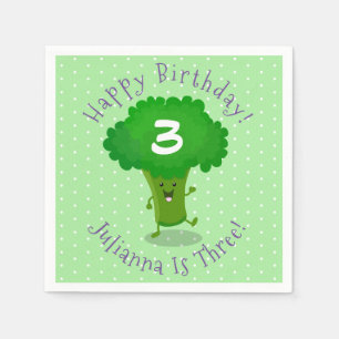 Niedliche Kawaii tanzende Broccoli Cartoon-Abbildu Serviette