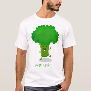 Niedliche Kawaii tanzende Broccoli Cartoon-Abbildu T-Shirt