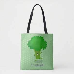 Niedliche Kawaii tanzende Broccoli Cartoon-Abbildu Tasche