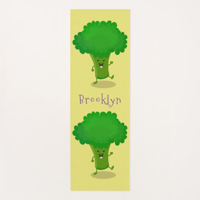 Niedliche Kawaii tanzende Broccoli Cartoon-Abbildu Yogamatte (Vorderseite)