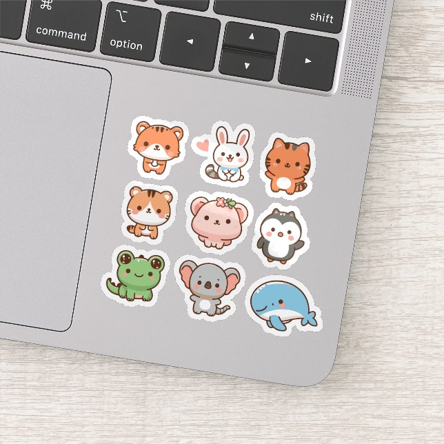 Niedliche Kawaii-Tiere Aufkleber Set (Detail)
