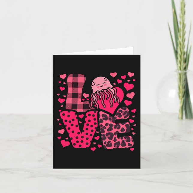 Niedliche Kawaii Valentine Jellyfish Liebe Herz Va Karte (Vorderseite)