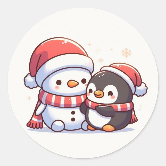 Niedliche Kawaii Weihnachtsaufkleber Runder Aufkleber (Vorderseite)
