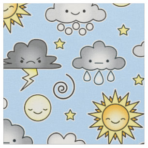 Niedliche Kawaii-Wetterwolken Stoff