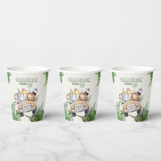 Niedliche Kawaii-Wildsafari-Tiere Party Pappbecher
