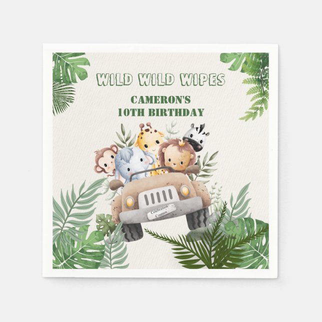 Niedliche Kawaii-Wildsafari-Tiere Party Serviette (Vorderseite)