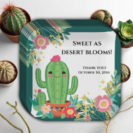 Niedliche Kawaii Wüste Bloom Floral Cactus Baby Du Pappteller