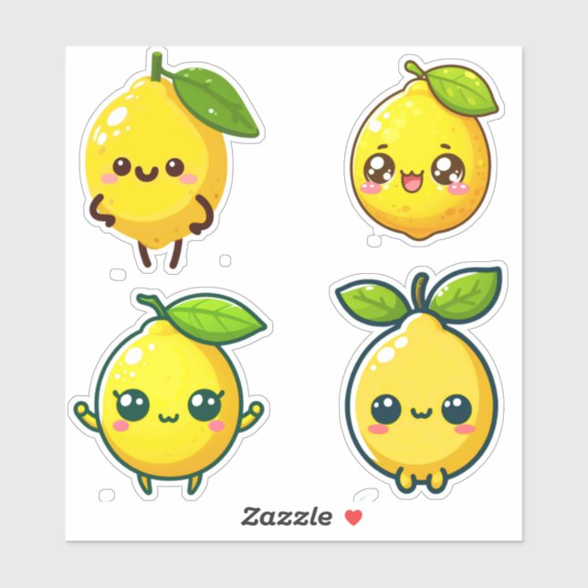 niedliche Kawaii-Zitronen Aufkleber (Blatt)