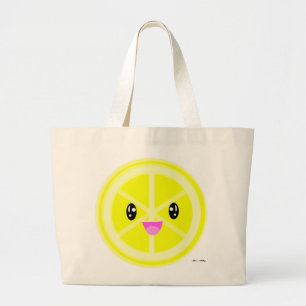 Niedliche Kawaii Zitronenfrüchte vegane Lebensmitt Jumbo Stoffbeutel