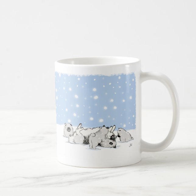 Niedliche Keeshond- und Welpenspiele | Snow Keesie Kaffeetasse (Rechts)