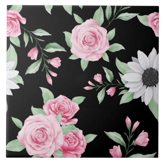 Niedliche Keramik mit floralen Nahtlos Fliese (Vorderseite)