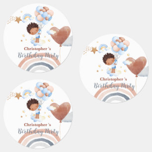 Niedliche Kids Balloon African American Buben Gebu Etiketten
