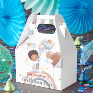 Niedliche Kids Balloon African American Buben Gebu Geschenkschachtel