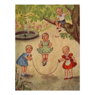 Niedliche Kids bei playFaux Wrapped Canvas Print Poster